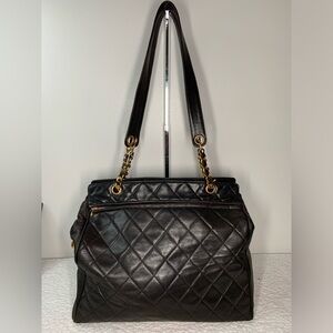 SOLD!!!EUCVintage Chanel Dark Brown Diamond Quilted Calfskin Leather